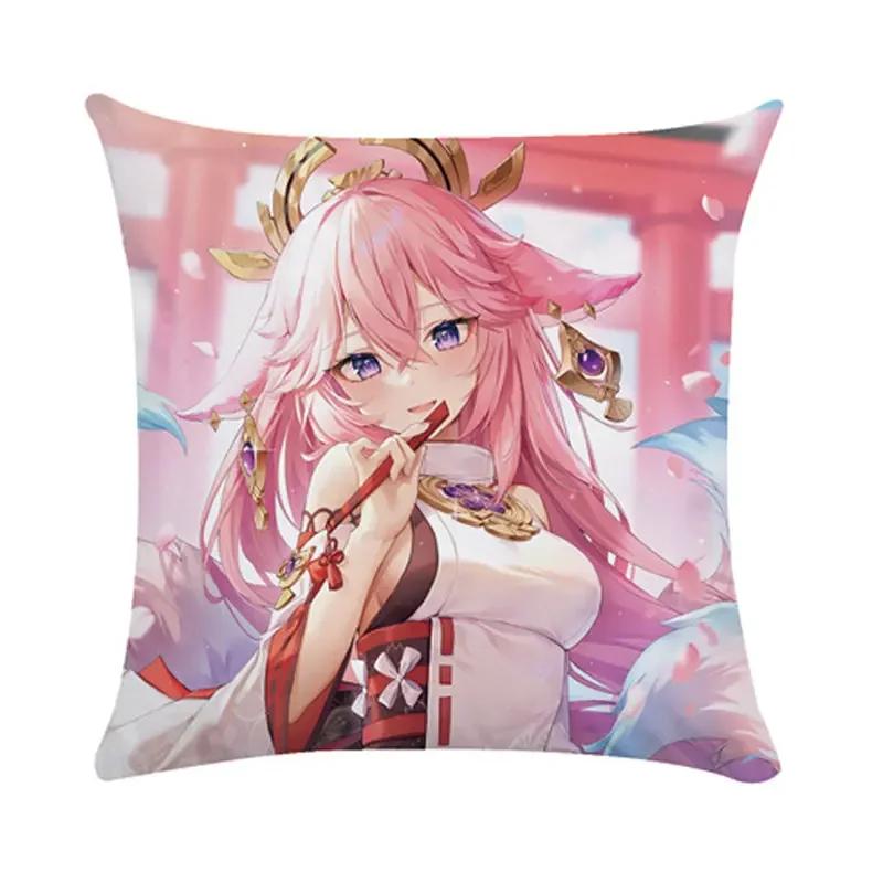 40/45/50cm Genshin Pillowcases Dormitory Sofa Bedside Cushion Cover Cartoon Anime Home Decor Throw Pillow Case