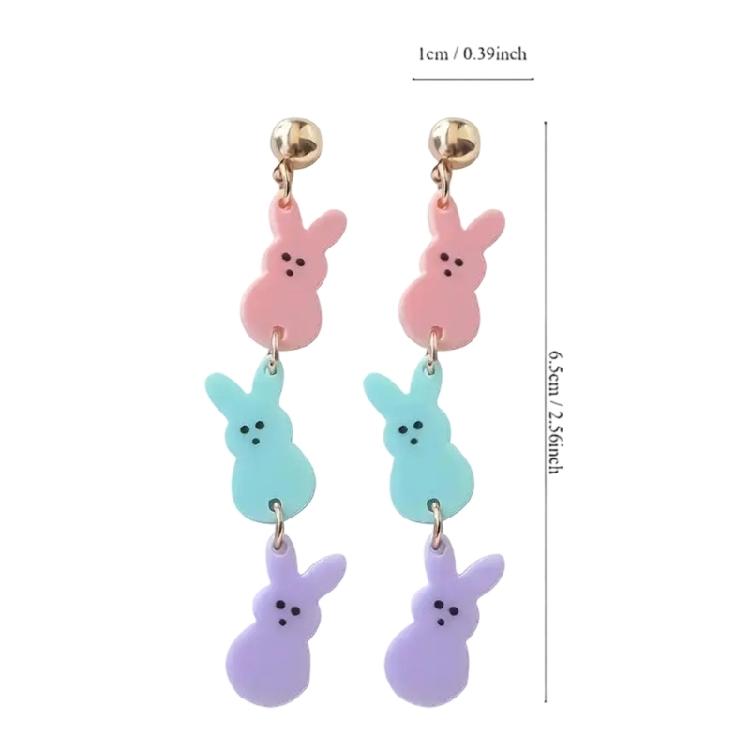 Trendy Multicolor Rabbit Earrings Acrylic Animal Dangle Ear Rings Fashion Statement Jewelry Animal Theme Ear Accessory