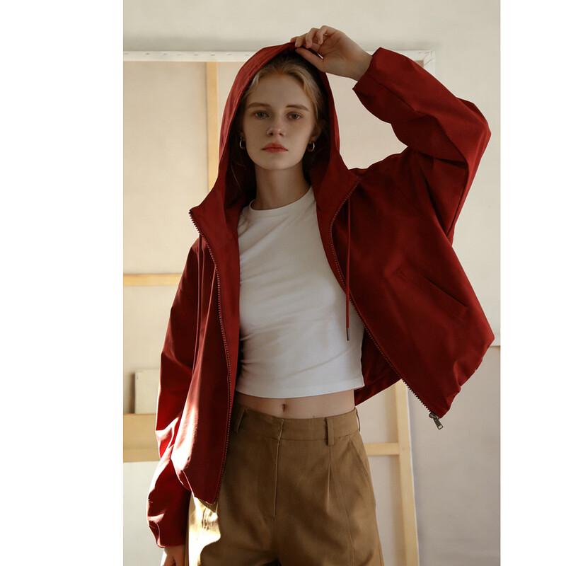 Demana 3-Proof Tech Hooded Pleated Short Jacket