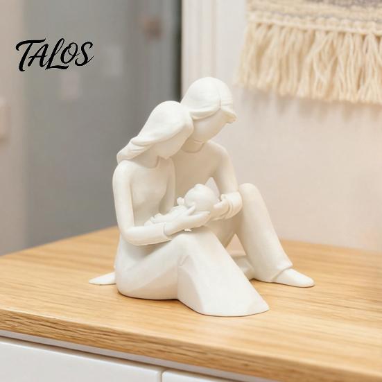 Father Mother Son Figurine 3D Printed Family of 3 Sculpture, Modern Desktop Decoration Figurine, Parent Child Decorative Statue for Home Office Shelf