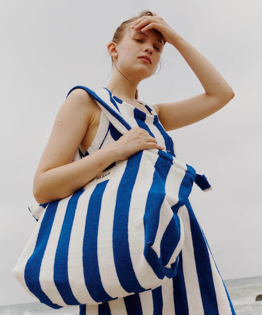 Pilyplace Terry Tote Bag Blue White