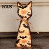 Country Style Holiday Room Ornaments Rustic Wooden Cat Ornament, Vintage Halloween/Flower Wood Tabletop Signs, Housewarming Gift Ideas Distressed