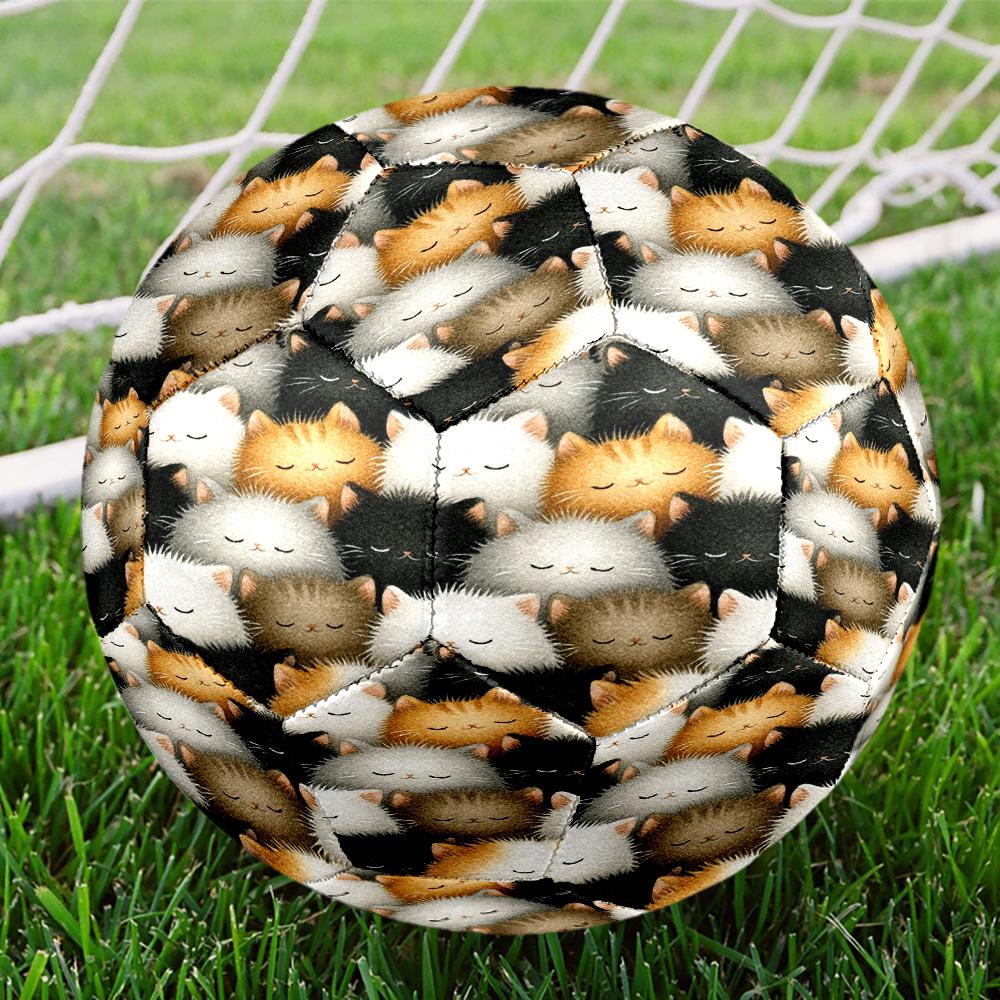 1pc Sleepy Cats Theme Soccer Ball Football, Size 5, Lightweight PVC, Outdoor Training Soccer Ball,Gift c65134