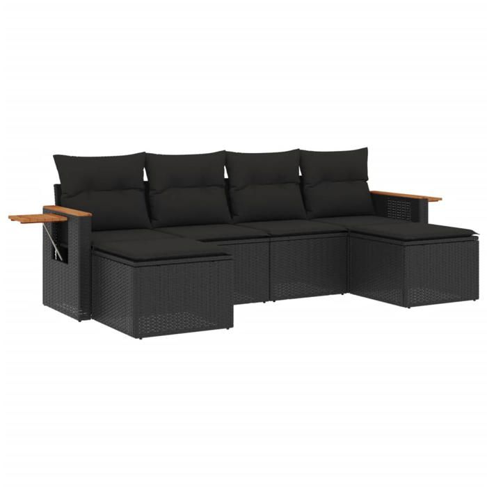 VidaXL Garden Lounge Set with Cushions 6 Pcs, Patio Sofas, Patio Furniture Set, Outdoor Furniture, Black 3259458