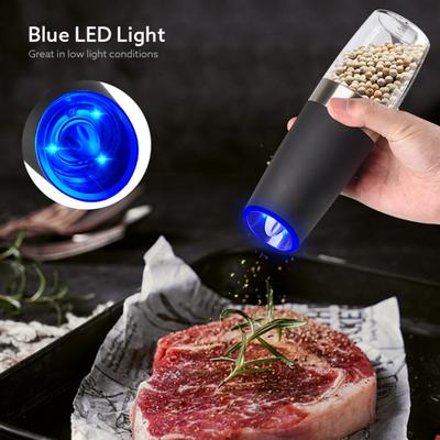 Gravity Electric Pepper Grinder Stainless Steel Electric Pepper Mill Battery Powered Automatic Mill Grinder One Hand Operated Sea