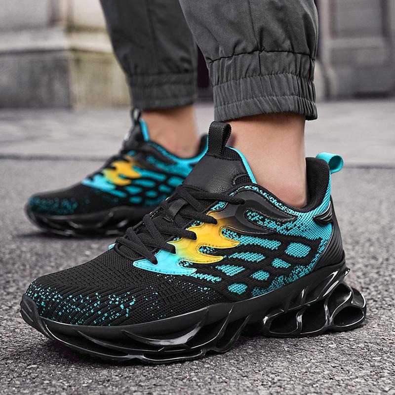 Fashion Men Sneakers Breathable Casual Shoes High Quality Antiskid Damping Sports Shoes Outdoor Comfortable Mesh Shoes Zapatillas Black