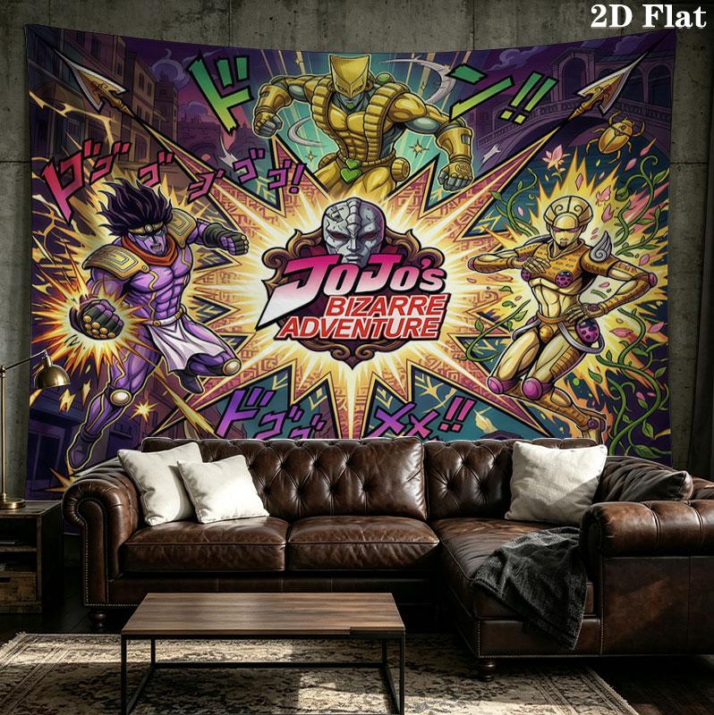 Jojos Bizarre Adventure Wall Tapestry Aesthetic Wall Hanging Printed Fabric Blanket Decorative Tapestries For Bedroom Living Room Home Decor
