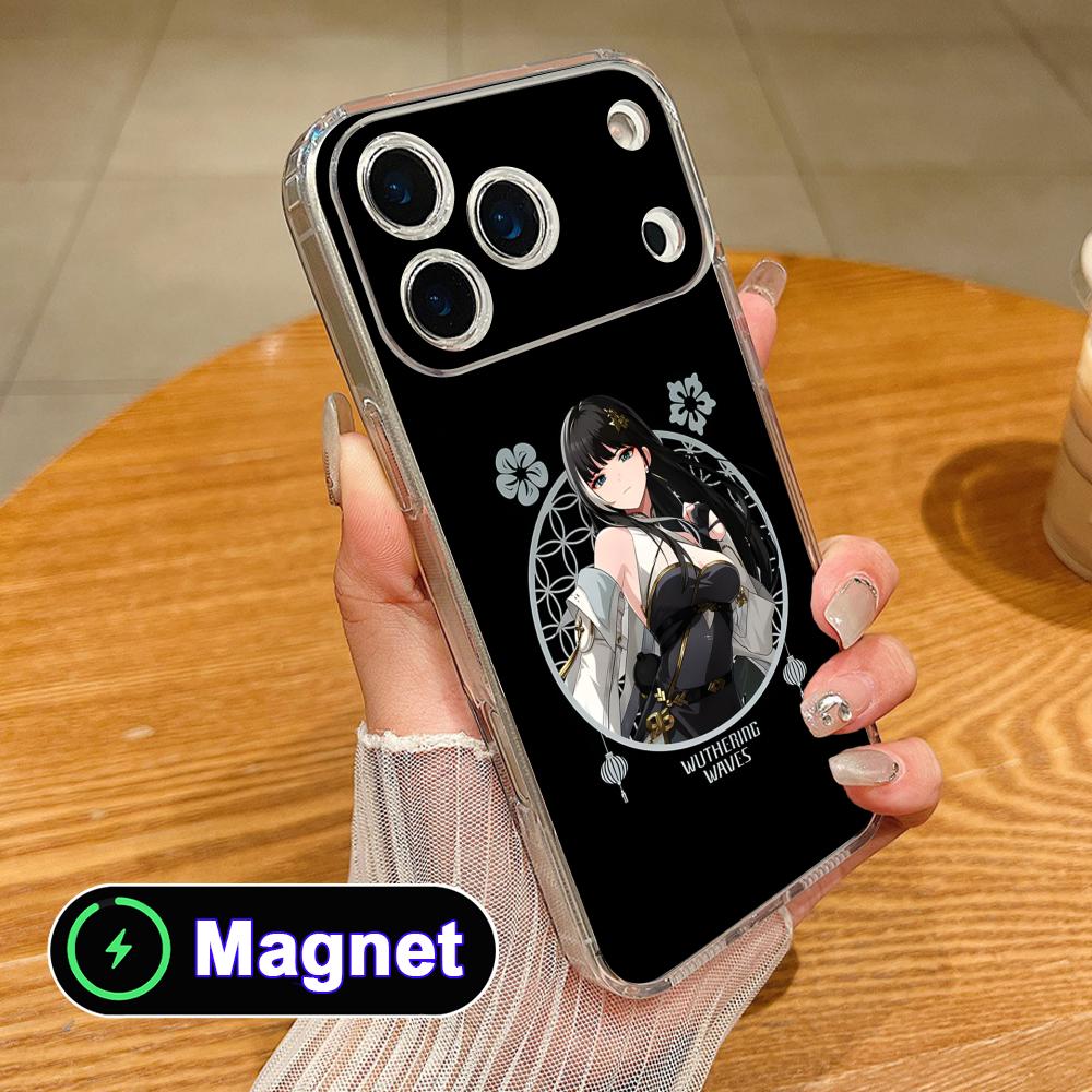 

Чехол для телефона Wuthering Waves Baizhi для iPhone 17 16 15 14 13 12 11 Air Pro Max Plus Mini Мягкий прозрачный ТПУ Чехол MagSafe iPhone 11 Pro Max