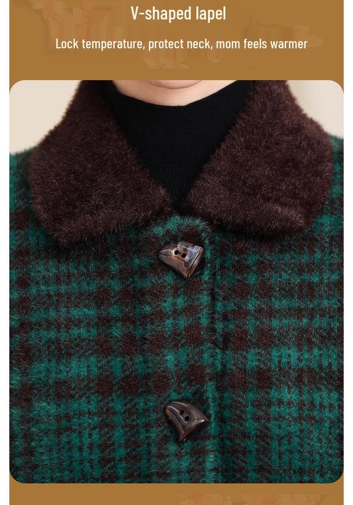 Knitwear for Middle-aged and Elderly Women: Spring and Autumn Cardigan and Faux Mink Velvet Lapel Coat
