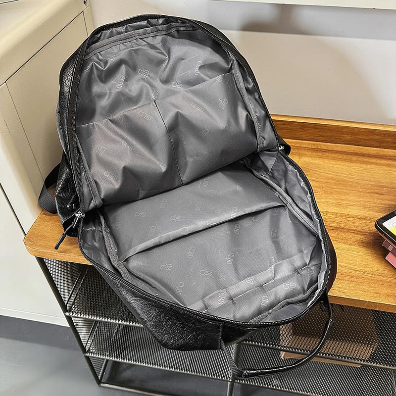 Sac à dos d'étudiant en cuir souple pour homme, grande capacité, pour ordinateur