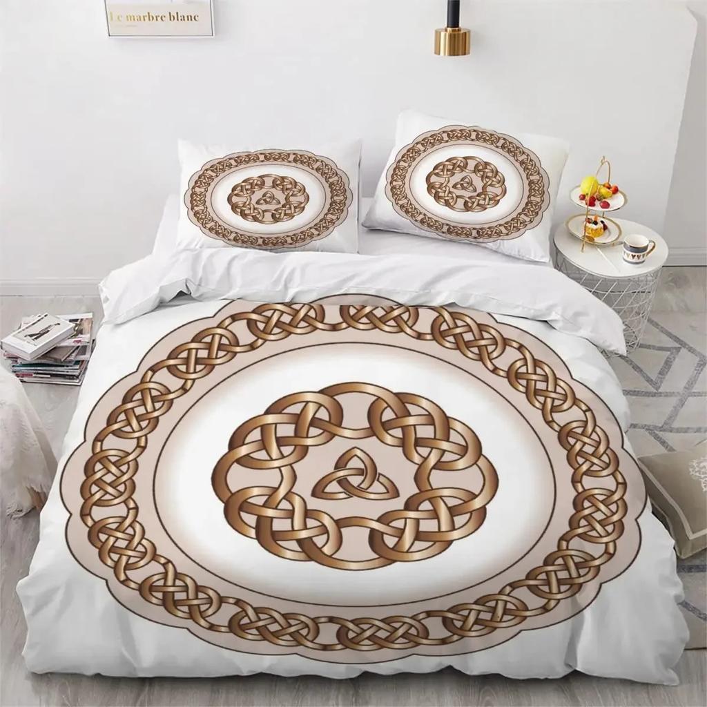 Viking Duvet Cover Set Nordic Viking Runes Print Bedding Set for Kids Teen Men King Size 2/3pcs Soft Polyester Comforter Cover