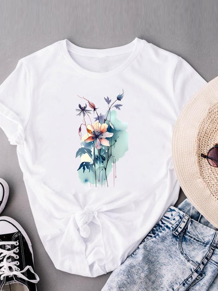 

(Asian Size) lovely trend cute 90s Casual Women s Top Print Short Sleeve T-shirts T Clothing O-neck Fashion Female Graphic Tee S