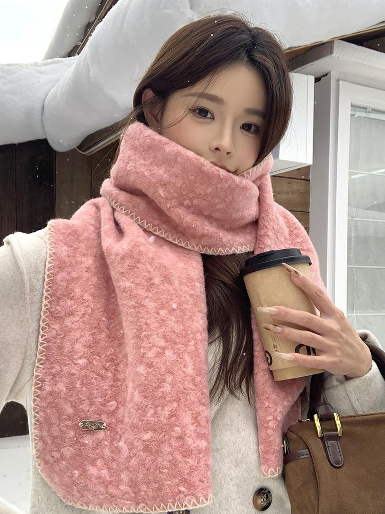 Autumn Winter Pink Scarf Women Soft Warm Scarf Korean Fashion Solid Color Wrap Shawl Lady Mujer Casual Sweet Preppy Style New