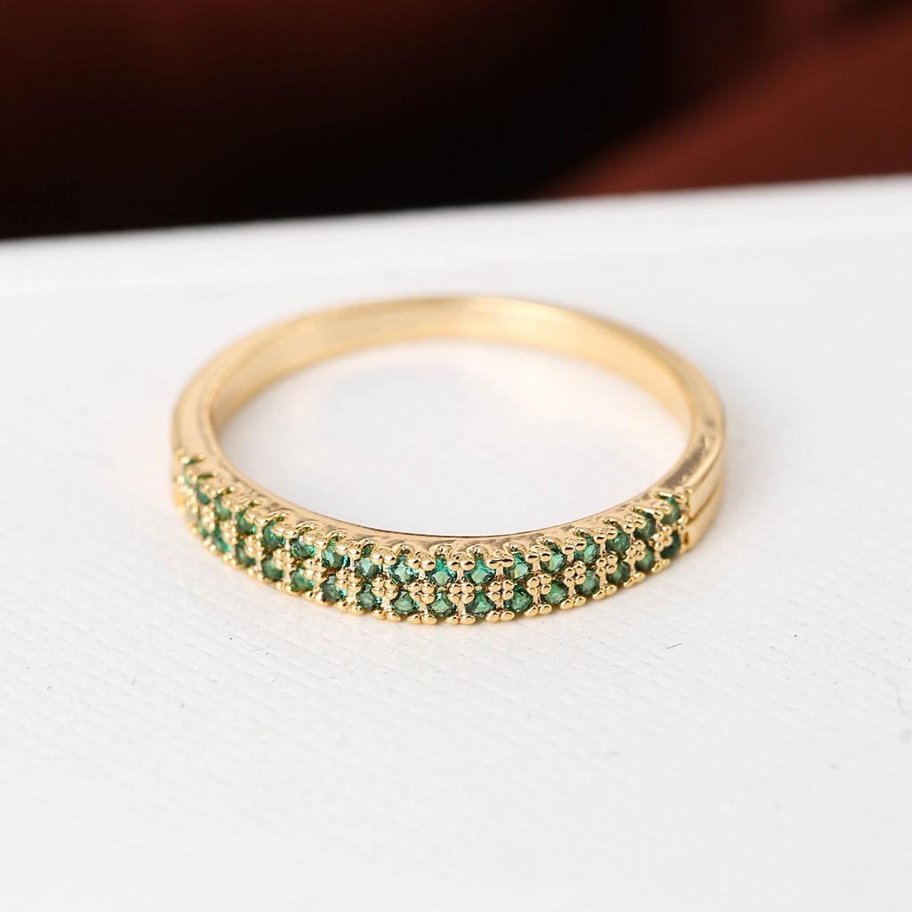 Luxury Palace Minimalist Ring With Colorful Zircon Inlay Elegant And Atmospheric Fashion Band For Women
