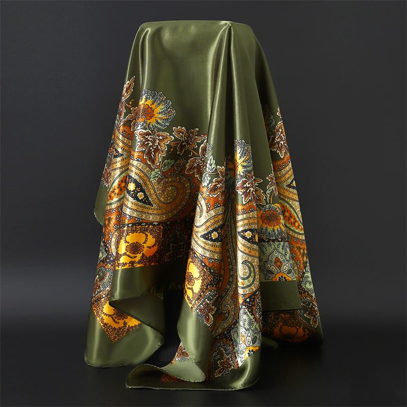 

Fashion Hijab Scarf For Women Square Shawls Satin Silk Hair Scarfs Female 90*90cm Kerchief Bandana Head Neck Scarves For Ladies 90X90cm