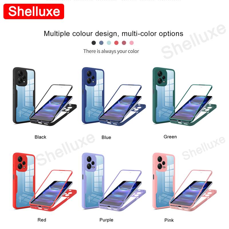 360 Celotělový Průhledný Kryt Shelluxe Přední+Zadní Pro Xiaomi Redmi Note 12 13 Pro Plus + Note12 Note13 5G Silikonový Oboustranný Kryt