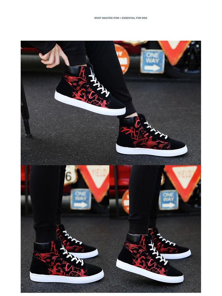 Men's 2024 High-Top Canvas Sneakers: Trendy, Versatile, Casual Running Shoes