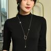 Elegant Irregular Geometric Necklace Modern Irregular Geometric Pendant Necklace Stylish Sweater Chain Accessory