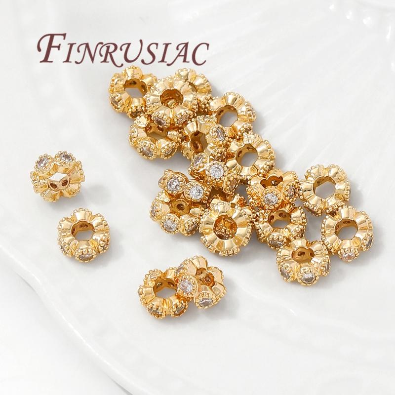 6mm 18K Gold Plated Beads Separators,Fashion Rhinestone Beads For Jewelry Making Spacer Beads DIY Necklace/Bracelets Accessories
