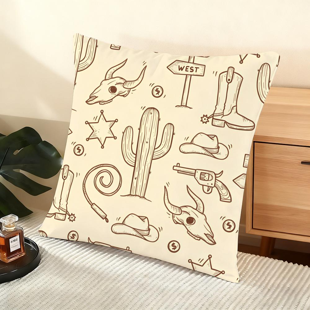 Cactus Pattern Cushion Cover Soft Short Plush Pillow Cover Smooth Cozy Texture Aesthetic Cushion Case Home Decor