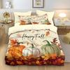3pcs Autumn Harvest Festival Pumpkin Print Coreless Bedding Set Multi Size Bedrooms Dormitory Soft Comfortable Machine Washable