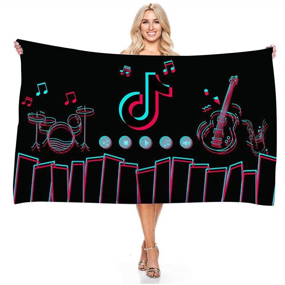 Tiktok 3d Printed Towel Bathing Bathrobe Beach Swimming Swimwear Shower Towel