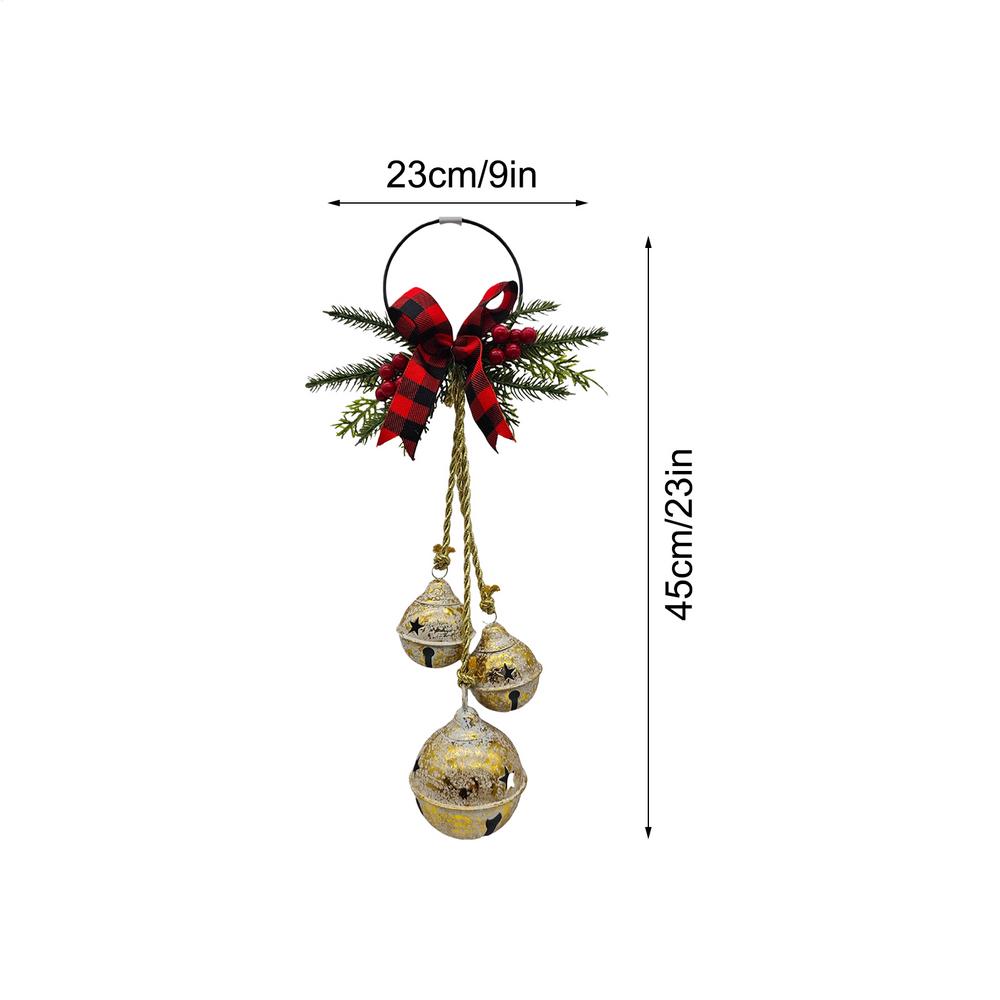 Christmas Tree Bell Ornaments Metal Rustic Festive Bowknot Tree Hanger Bells Christmas Farmhouse Ornaments For Front Door Home