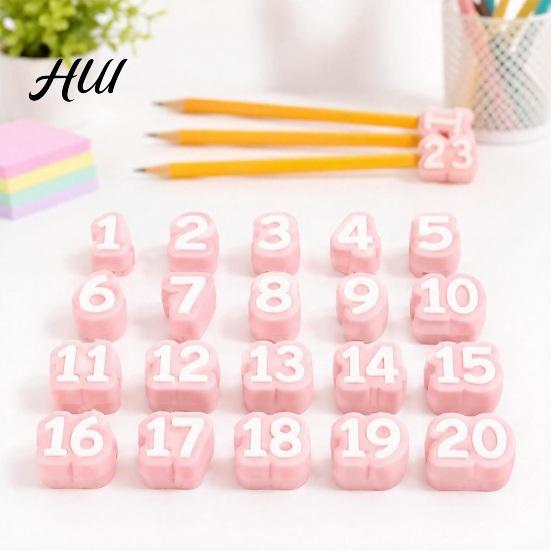 Reusable Pencil Stubs 1-20 20 Pcs Numbered Toppers, Classroom Organization Labels Daily Tracking Supplies for Teachers, Markers Clip Charm Supply