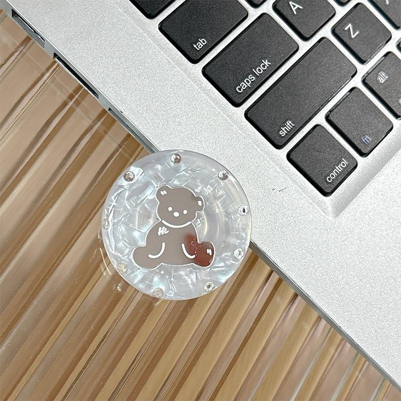 

Small Fresh Desktop Watching Drama Chasing Paste Mobile Phone Airbag Bracket Folding Bear Rhinestone Mirror Girl Heart Decoration
