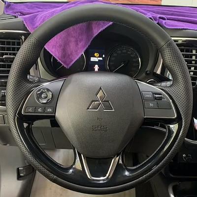 Hand-stitched Black  Leather Car Steering Wheel For Mitsubishi Outlander 2016 -  ASX18 Eclipse Cross 2018