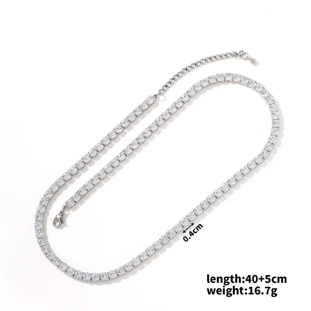 Bunte Zirkon Hip Hop Halskette: Einreihige Kristallkette Modeschmuck für Damen