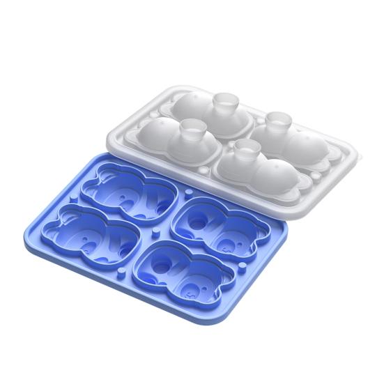 Bärenförmige Silikon-Eiswürfelform mit Deckel Lebensmittelqualität Leicht zu lösende Form Auslaufsicher Stapelbarer Eiswürfelbereiter Unverzichtbar für die Hausbar