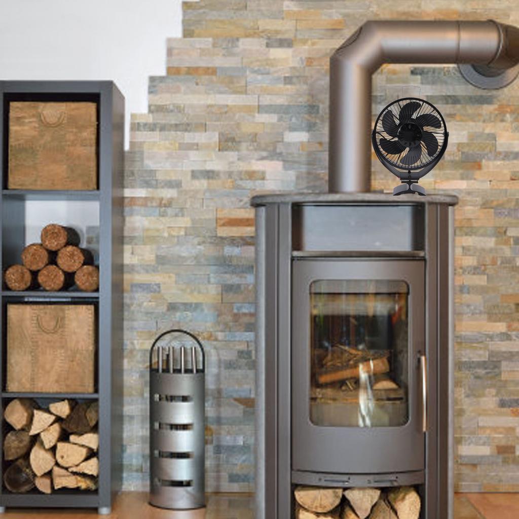Wood Stove Fan Heat Powered Fireplace Fan with Protective Cover Aluminum Alloy Freestanding Wall Mount Manual 360 Degree Adjustment Angle