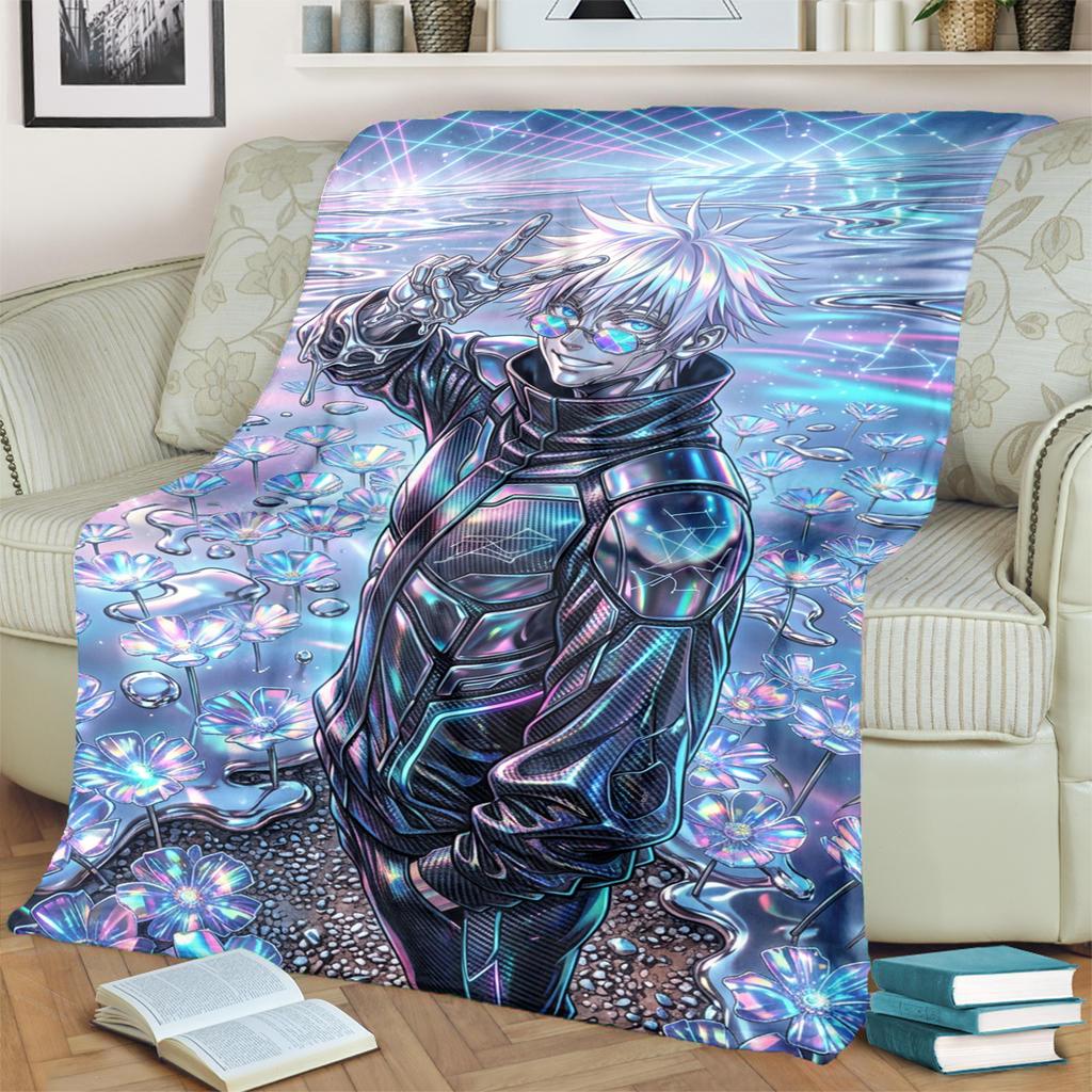 Weiche Jujutsu Kaisen Musterdecke Warmes Flanell für Schlafzimmer, Sofas, Betten, Stühle, Picknicks, Reisen