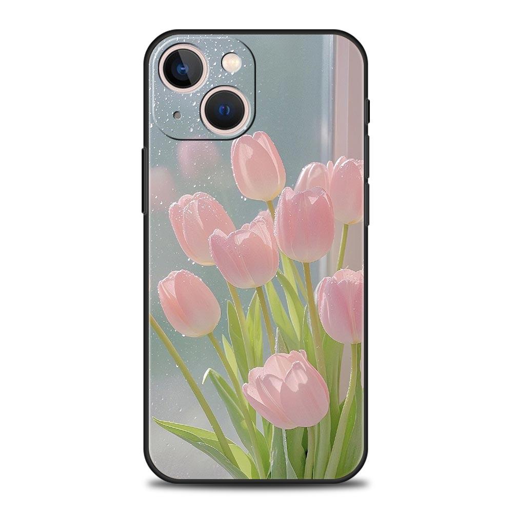 

Розовый тюльпан Цветок Сердце Любви Чехол для Телефона Для iPhone 17 16E 15 16 14 13 12 11 Pro Max 7 8 Plus Мягкая Задняя Крышка из ТПУ iPhone 12Pro Max