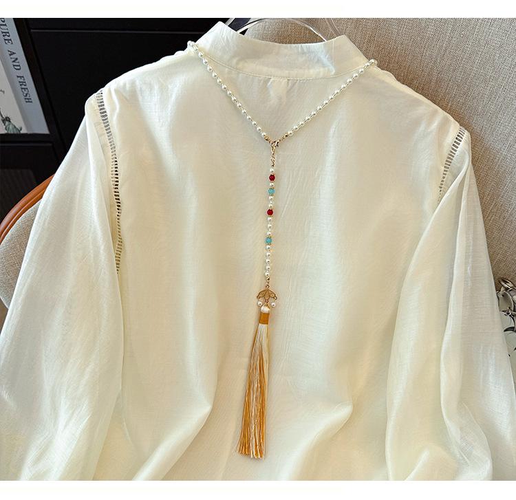 High-Quality Chinese Embroidery Top, Stand Collar, Spring/Summer, Lightweight, Casual Wear