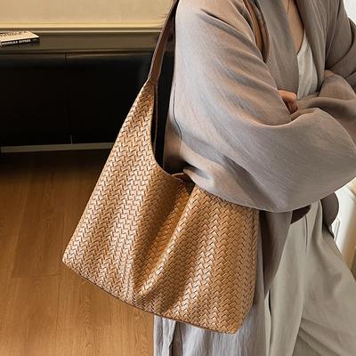 Autumn and Winter Retro Woven Bag Women's 2025 New Trendy Fashion Simple Tote Bag Korean Version Single Shoulder Armpit Bag Women