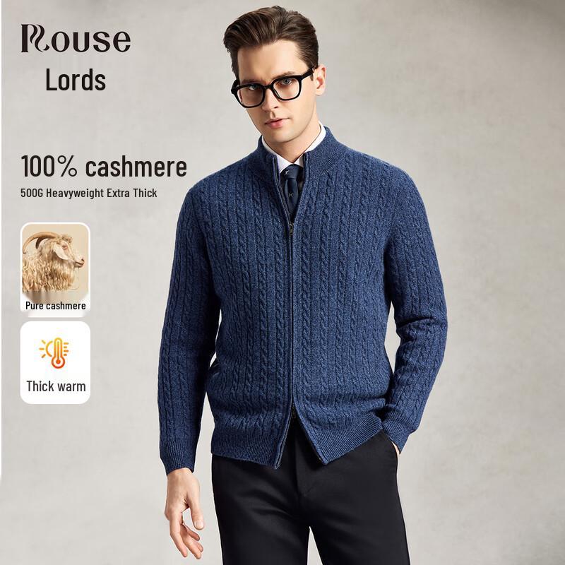

LUOZI Men s 100% Cashmere 9-Ply Heavyweight Stand Collar Cardigan L/50