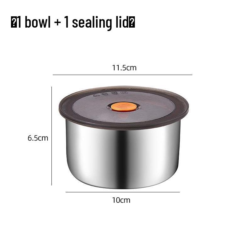 Stainless Steel Food Storage Bowl with Lid - Round Kitchen Fresh-Keeping Container