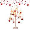 Valentine's Day Birch Tree Lighted Decor 24 LED Lamp Light Tree With 18 Heart Ornaments Romantic Branch Tree Decorative Lights