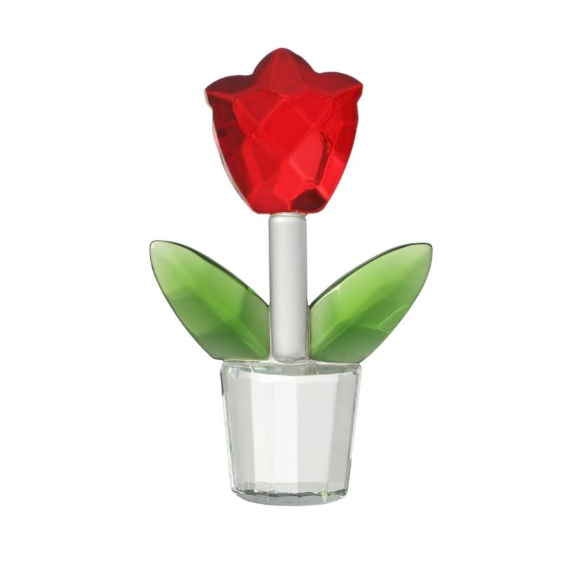 

Miniature Crystal Glass Tulips Flower Figurine Ornament for Wedding and Anniversary Gift Home Office Desktop Decors красный