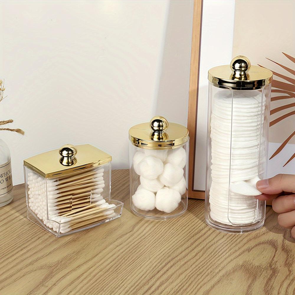 2/3 Pezzi Portacotton, Contenitori Organizzatori per Bagno per Make-up, Cotone Sferico/Bastoncini Cotone/Dischetti Cotone Rotondi/Filo Interdentale/Elastici per Capelli
