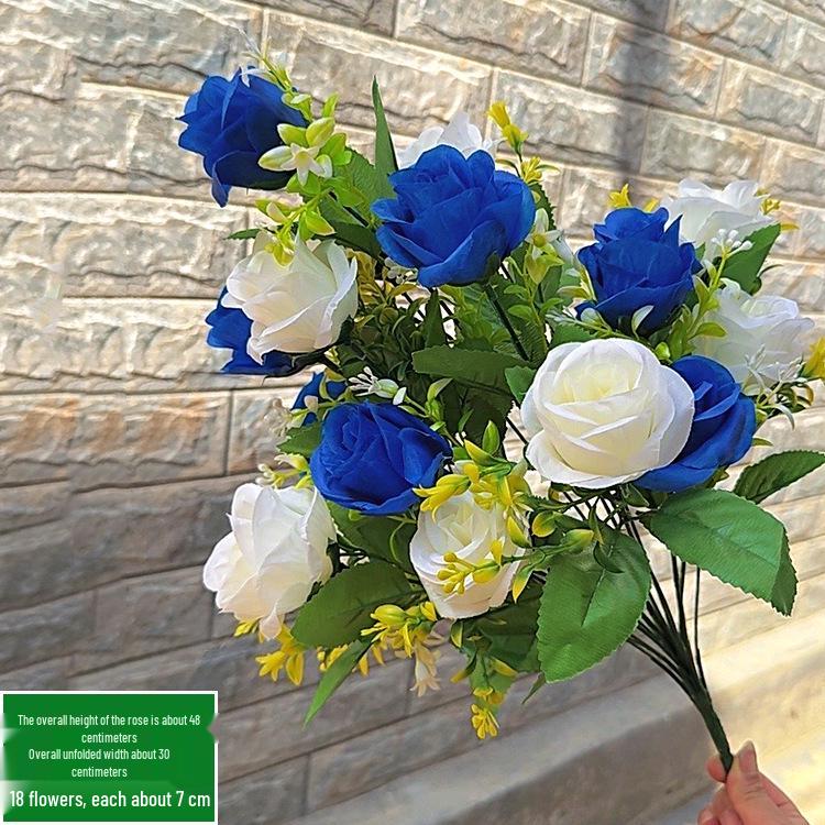 Large 18-Head Rose Bouquet for Living Room or Wedding Decor – Silk & Plastic Arrangement