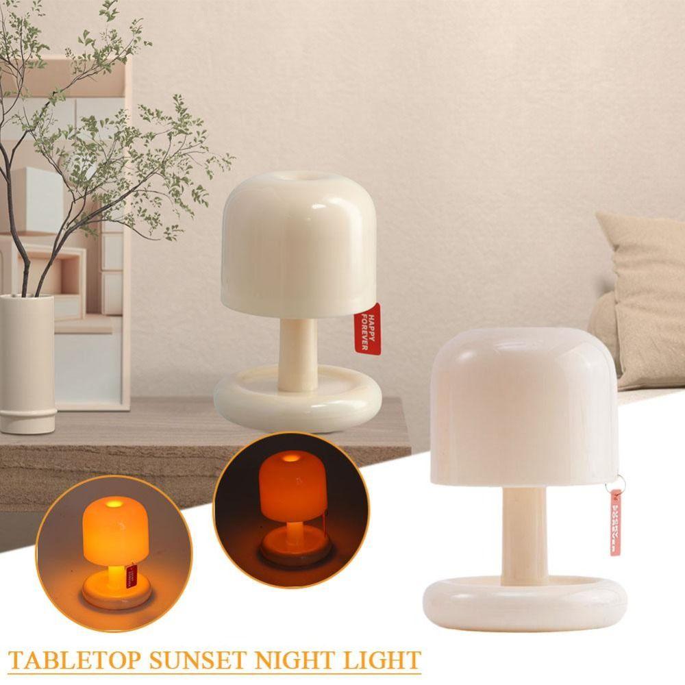 Tabletop Mushroom Table Lamp USB Rechargeable Minimalist Desk Lights Sunset Night Light Coffee Bar