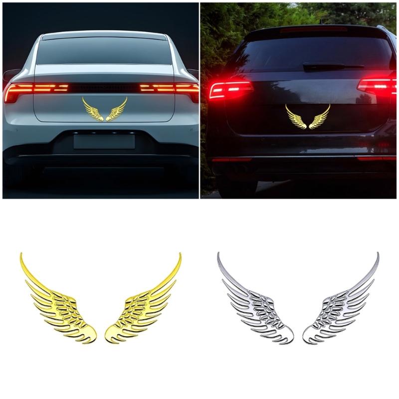 2pcs Premium Metal Angel Wing Car Body Stickers Scratch Resistant Decorative Protection for Auto Exterior Customization