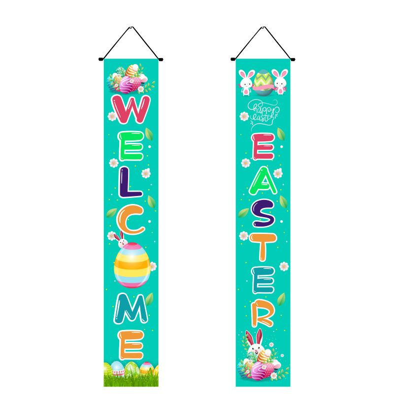 

Easter Decoration Bunny Egg Carrot Porch Sign Welcome Happy Easter Banner Door Couplets Hanging Ornament Easter Decor for home