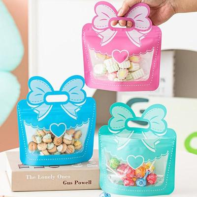 5 stuks Snoep Snack Verpakking Zak Leuke Strik Creatieve Feestbedankje Cadeauzakjes Voedselkwaliteit Zelfsluitende Rits Verzegelde Zak Kinder Verjaardagscadeau