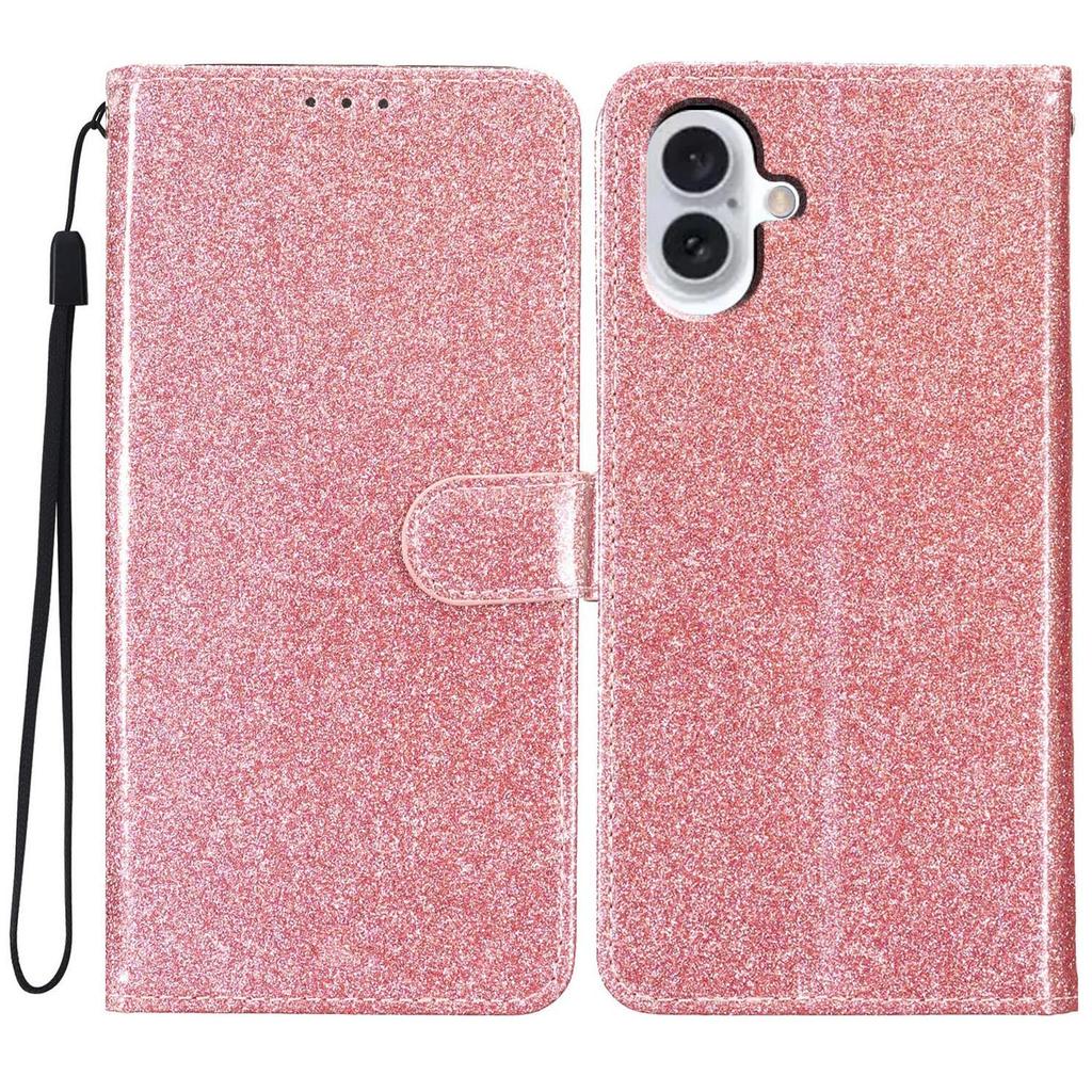 For iPhone 16 Protective Case Glitter Leather Wallet Phone Cover