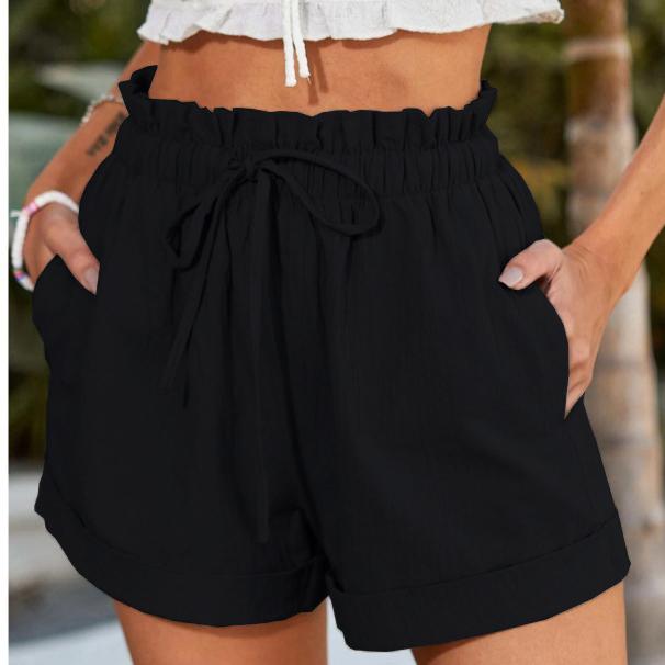 Women's Summer Casual Cotton Linen Shorts Pockets High Waist Elastic Loose Sports Shorts Woman Oversized Shorts Pants Female