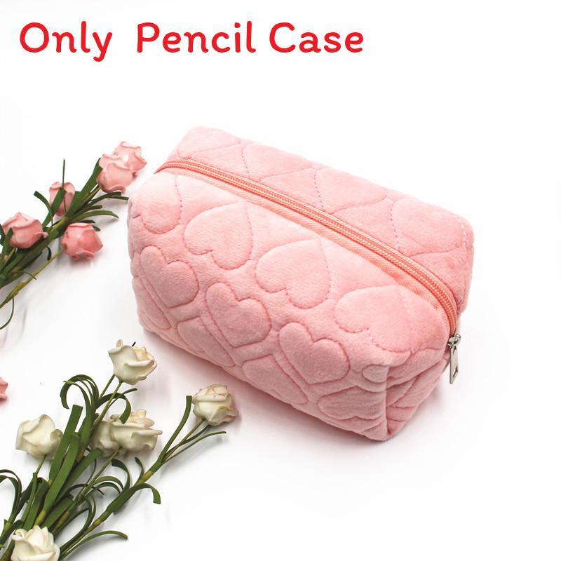 Heart Shape Plush Makeup Bag With Large Capacity For Students And Travel Storage